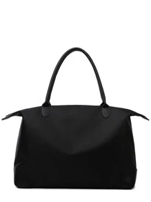 轻便、商务休闲简约大容量行李袋，适合少女、女大学生、新秀和白领人士，非常适合办公室、大学、工作、商务、通勤、户外、旅行、郊游书包、学校背包、大容量、便携、轻便，适合少女、女大学生、白领人士、新秀和白领人士，非常适合返校、工作、商务、通勤、中学、高中、大学 - 黑色 - 查看 5