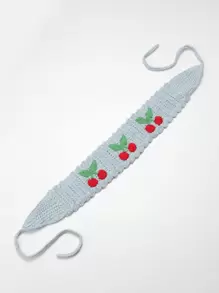 1入組櫻桃刺繡可愛風格女式髮帶用於髮飾 - 藍色 - 查看 2