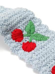 1入組櫻桃刺繡可愛風格女式髮帶用於髮飾 - 藍色 - 查看 4