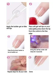 Elevate Your Style With 240pcs Long Almond Transparent Clear Fake Nail For Home DIY Nail Salon Nail Extension - Clear - View 5