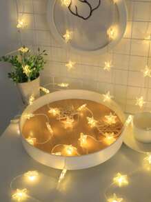 1入組10/20/30燈1/2/3米星形串燈,皮革線,非常適合室內裝飾,臥室裝修,節慶裝飾,婚禮求婚,派對裝飾 - 黃色 - 查看 4