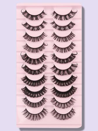 分離假睫毛，10支裝5混合10-16毫米自然交叉俄羅斯捲曲睫毛
