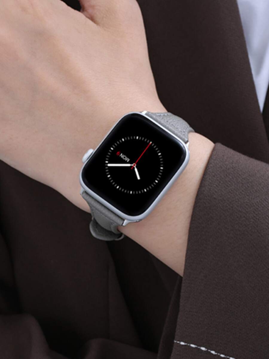 1 pieza Correa de reloj compatible con Apple Watch PU - Gris Claro - Ver 1