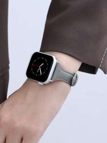 1 pieza Correa de reloj compatible con Apple Watch PU - Gris Claro - Ver 4
