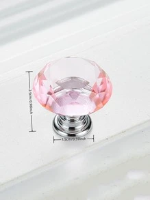 1pc Crystal Design Drawer Knob, Plastic Drawer Handle For Home - Pink - View 2