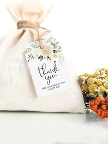 50 piezas con estampado de slogan Etiqueta para envolver regalos & 1 pieza moderno papel Etiqueta de regalo & cuerda para fiesta - Multicolor - Ver 4