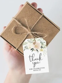 50 piezas con estampado de slogan Etiqueta para envolver regalos & 1 pieza moderno papel Etiqueta de regalo & cuerda para fiesta - Multicolor - Ver 3