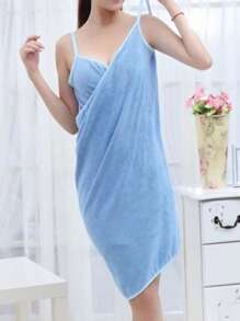 1pc Solid Wearable Bath Towel - Blue - View 1