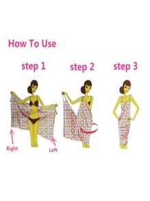 1pc Solid Wearable Bath Towel - Blue - View 4