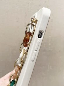 Solid Phone Case With Hand Strap - Beige - View 2