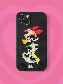 The Powerpuff Girls | ROMWE Cartoon Graphic Phone Case - Black - View 1