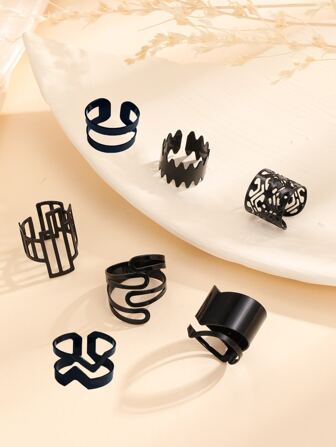 7pcs/set Hollow Out Ring