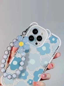 花朵印花手機殼附帶串珠掛繩 - 彩色 - 查看 3