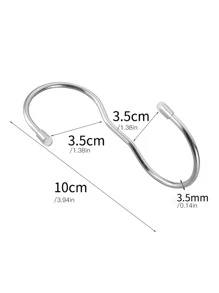 4 piezas Gancho de acero inoxidable en forma S - Plateado - Ver 2