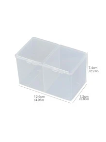 1入組兩格透明桌子收納盒 - 白色 - 查看 2