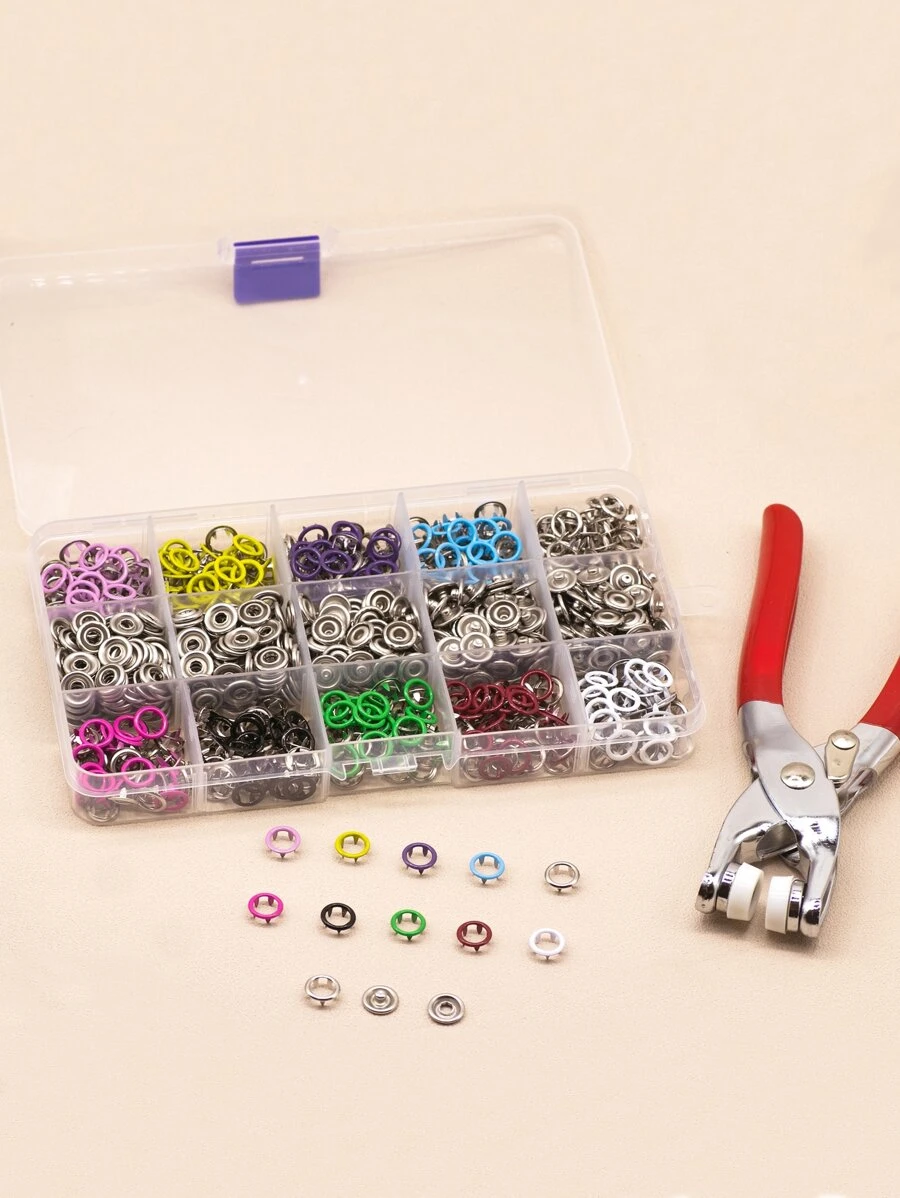 200pcs/set Zinc Alloy Snap Fasteners Kit Tool, Metal Snap Buttons Rings ...