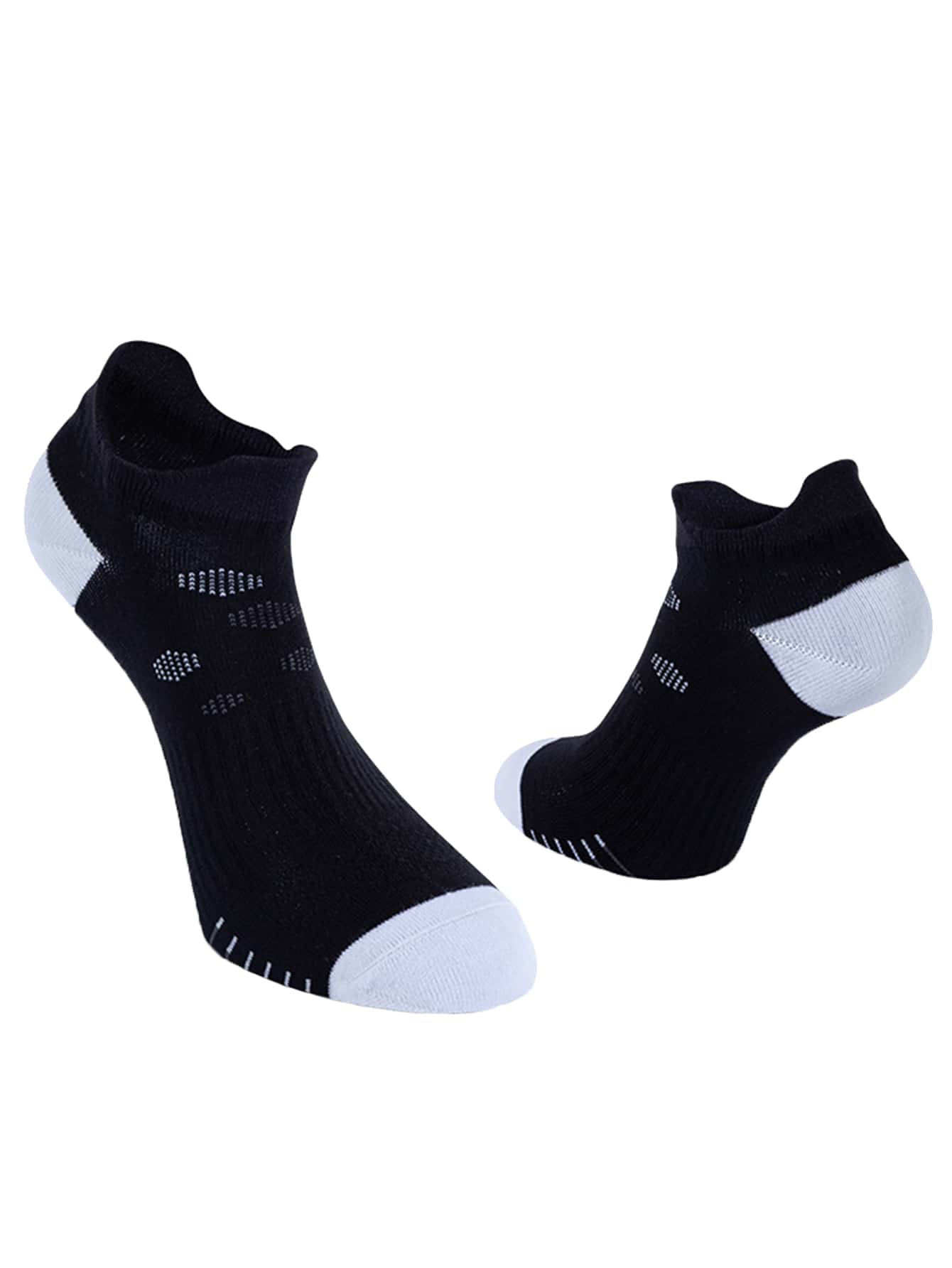 1雙條紋圖案運動襪子 - 黑與白 - 查看 1