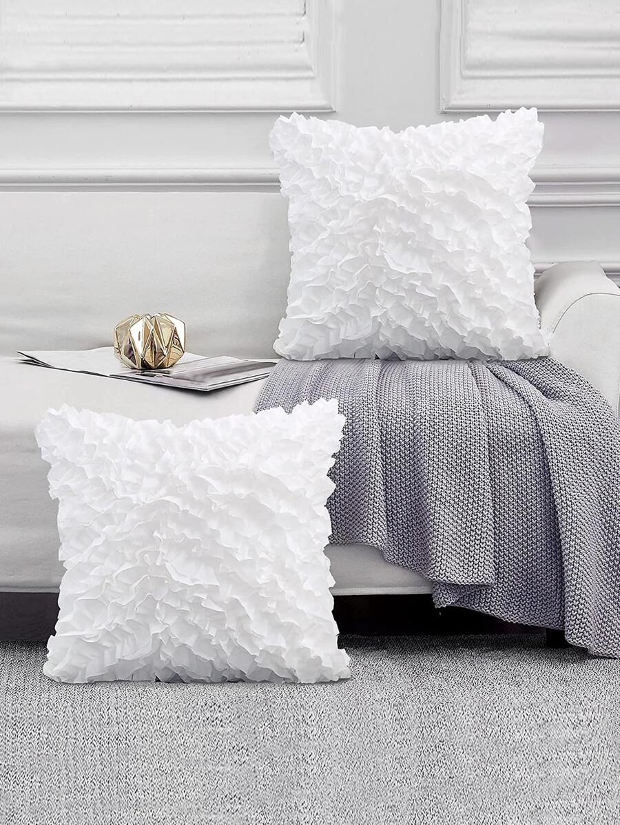 1 Màu Trắng Đệm Không Chất Độn, Hiện Đại Xù Viền Trang Trí Ném Gối Cho Gia Đình - trắng - Xem 1