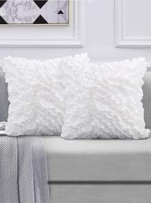 1 Màu Trắng Đệm Không Chất Độn, Hiện Đại Xù Viền Trang Trí Ném Gối Cho Gia Đình - trắng - Xem 8