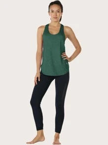 Camiseta De Tirantes Para Mujer Con Diseño De Espalda De Nadadora Para Entrenamiento - Verde militar - Ver 2