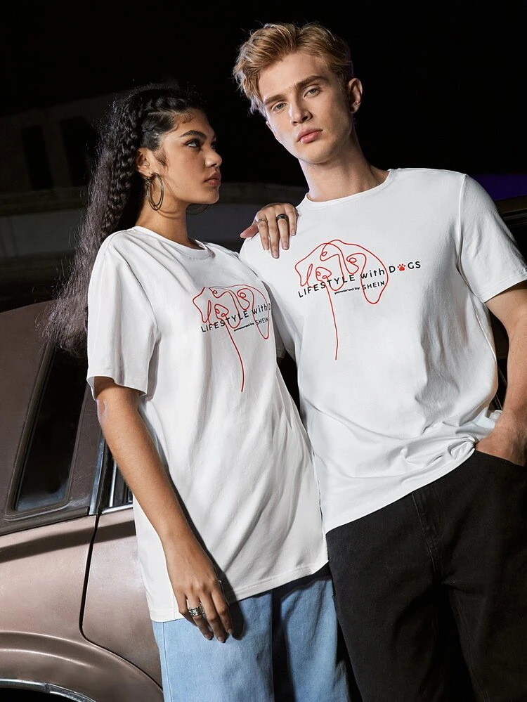 Men Cotton 1pc Letter Graphic Tee