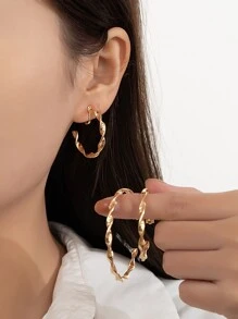 3 cái/bộ Thời Trang Thiết Kế Méo Kẹp Bông Tai Cho Phụ Nữ Để Trang Trí Hàng Ngày - Vàng - Xem 1