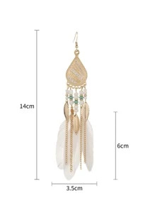 đôi bông tai tua rua lông gà trống phong cách cổ điển - Nhiều màu - Xem 3