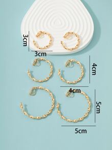 3 cái/bộ Thời Trang Thiết Kế Méo Kẹp Bông Tai Cho Phụ Nữ Để Trang Trí Hàng Ngày - Vàng - Xem 4