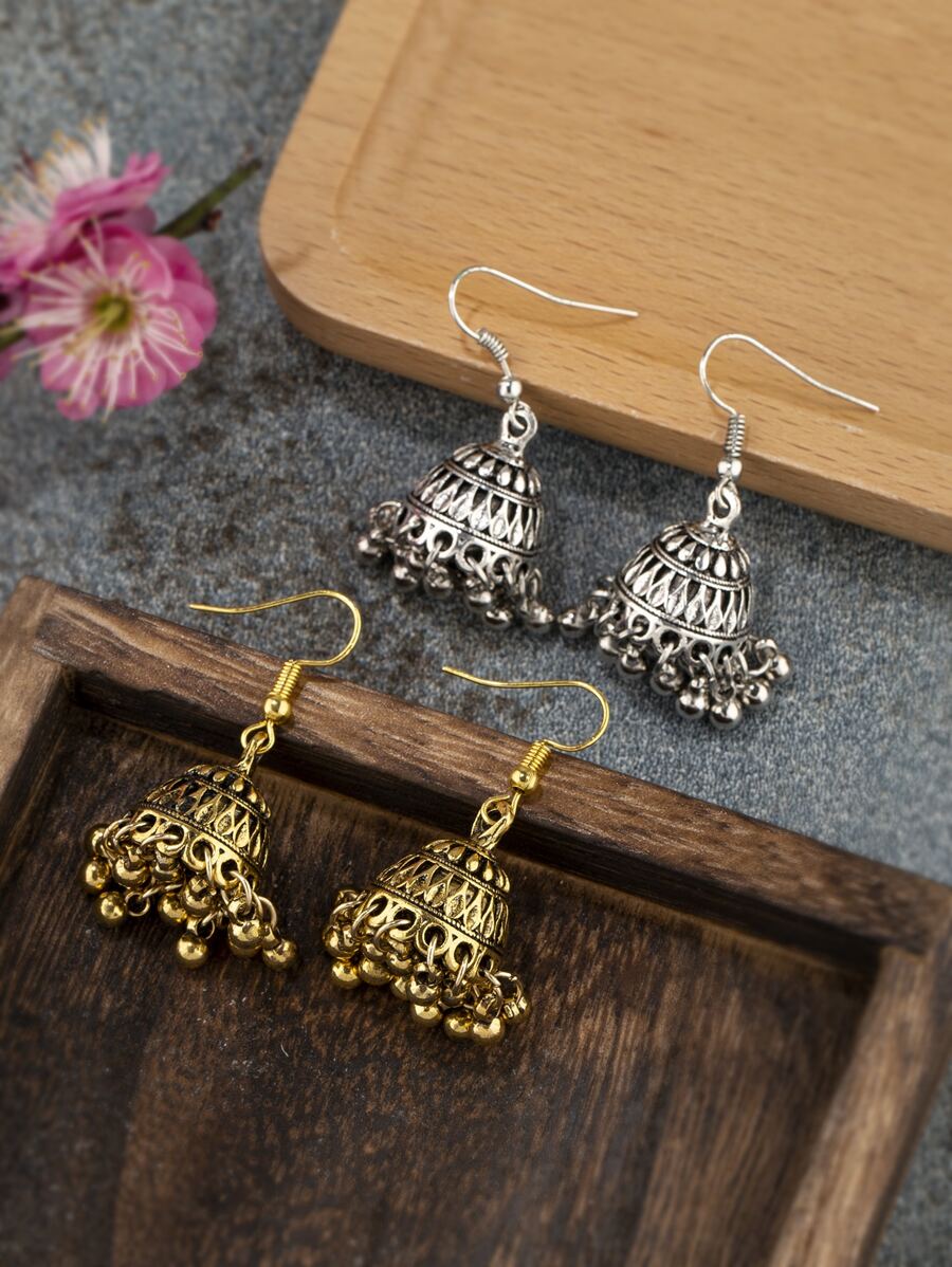 2 对/套波西米亚风锌合金串珠流苏耳环耳坠女式度假