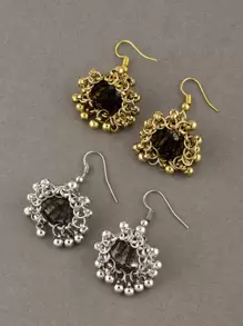 2 对/套波西米亚风锌合金串珠流苏耳环耳坠女式度假