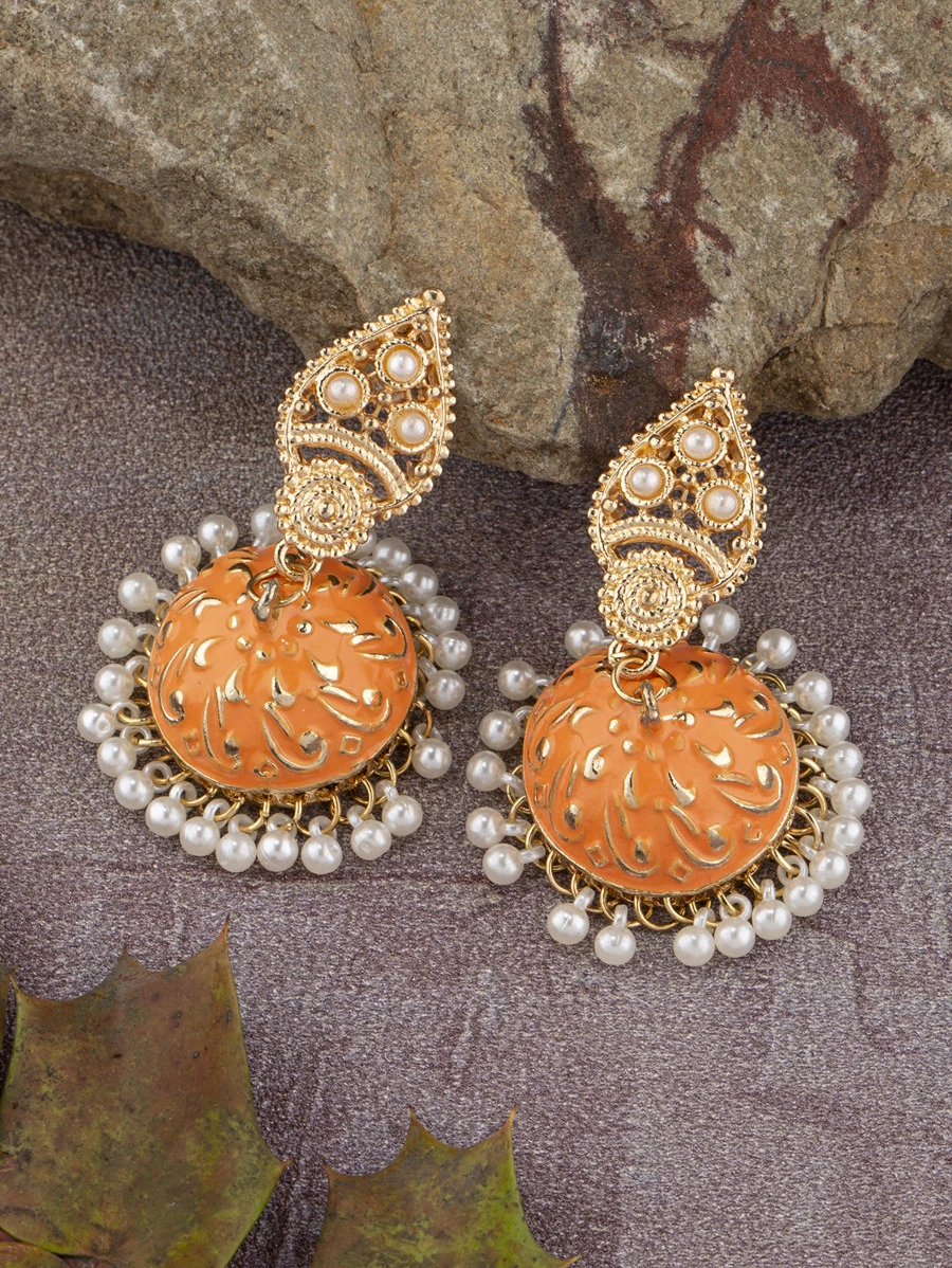 1 对波西米亚风锌合金仿珍珠流苏耳环耳坠女式日常装饰