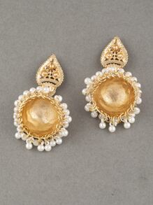 1 对波西米亚风锌合金仿珍珠流苏耳环耳坠女式日常装饰