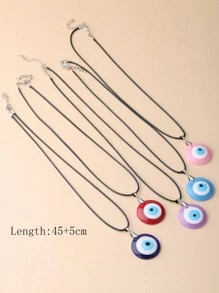 6-8pcs/set Evil Eye Charm Necklace - Multicolor - View 3