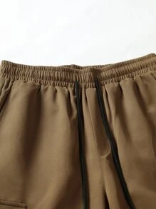 Manfinity LEGND Men Flap Pocket Side Drawstring Waist Cargo Trousers - Brown - View 5