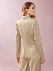 MOTF PREMIUM 圍裹西裝外套 - 米色 - 查看 7