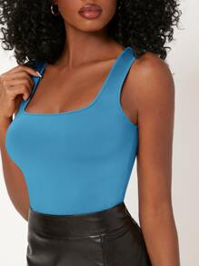 SHEIN BASICS Áo khoác và áo lót dành cho xe tăng nữ màu trơn Giải trí - Màu xanh lam - Xem 5