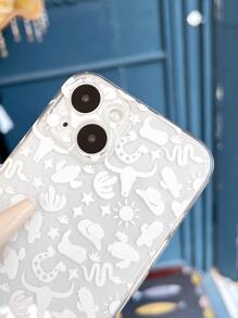 Hat & Cactus Pattern Clear Phone Case,International Version, Not The Domestic Version - White - View 4
