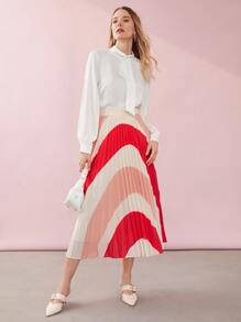 MOTF PREMIUM PLEATED TWO-TONE FLOWY SKIRT - Multicolor - View 7