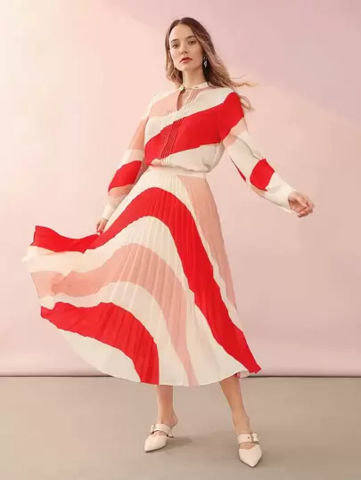 MOTF PREMIUM 褶襉雙色調鏈條襯衫