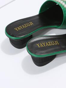 女士人造珍珠裝飾高跟時尚穆勒涼鞋適用於夏天