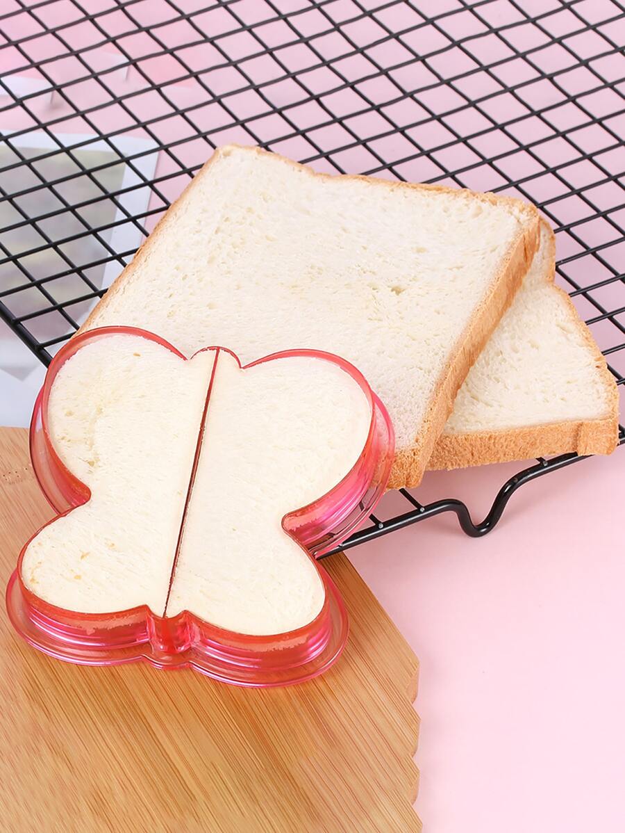 1入組塑料三明治模具現代蝴蝶設計家用三明治模具 - 粉色 - 查看 1