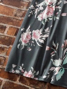 SHEIN LUNE Plus Floral Print Tee - Grey - View 3