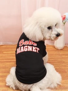 1pc Letter Graphic Pet Tee - Black - View 2