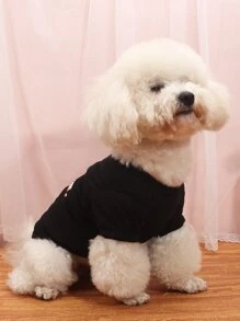 1pc Letter Graphic Pet Tee - Black - View 6