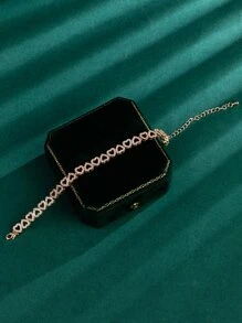 1 Vòng tay trang trí hình trái tim đính đá Cubic Zirconia sang trọng dành cho nữ làm quà tặng hẹn hò - Hoa hồng vàng - Xem 5