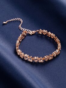 1 Vòng tay trang trí hình trái tim đính đá Cubic Zirconia sang trọng dành cho nữ làm quà tặng hẹn hò - Hoa hồng vàng - Xem 6
