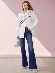 MOTF PREMIUM 亮片前排扣襯衫 - 白色 - 查看 4