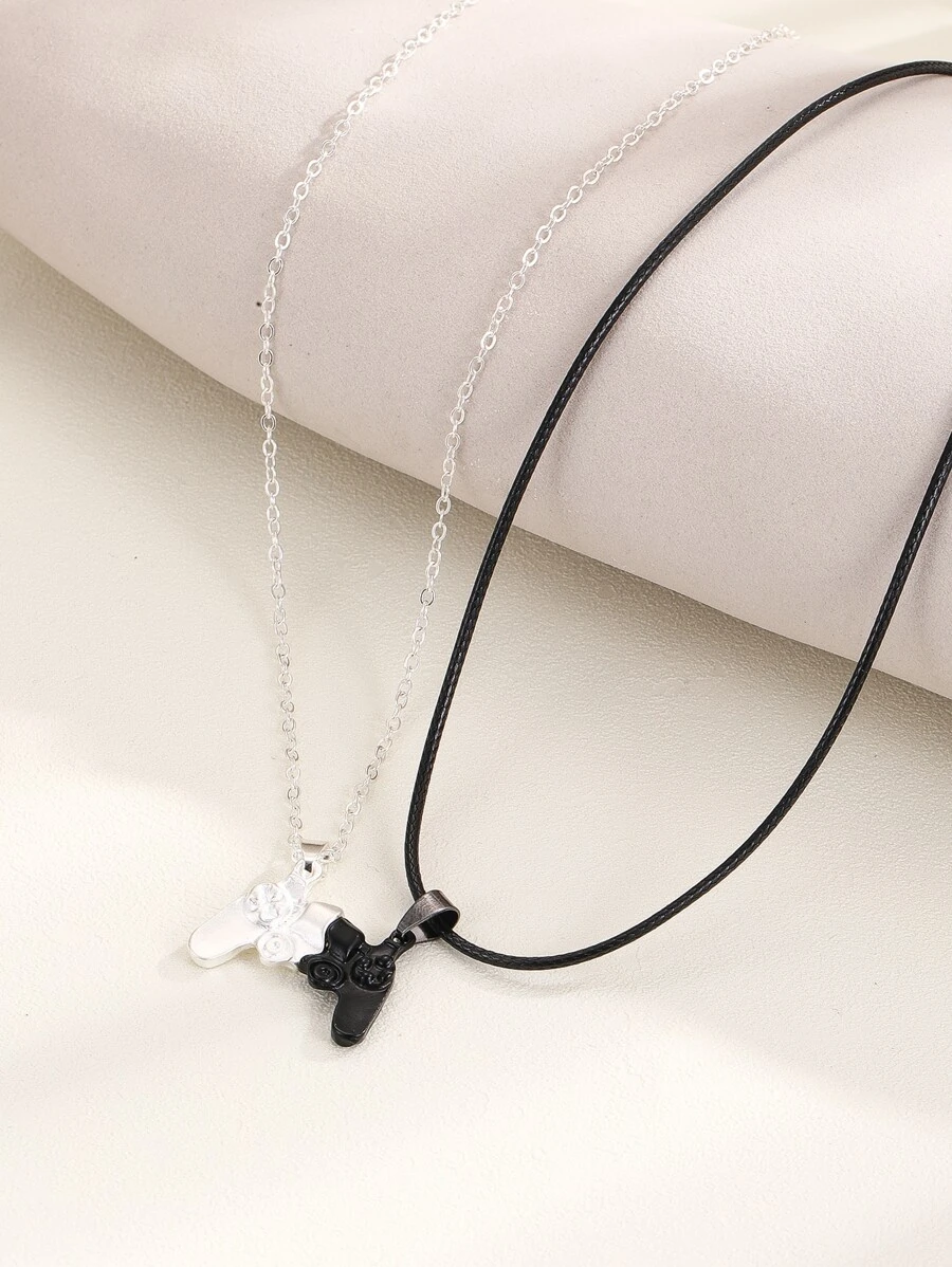 2入組/套情侶磁性遊戲手柄吊墜項鍊 - 彩色 - 查看 1