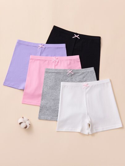 SHEIN Young Girl 5pcs Bow Front Biker Shorts Summer Holiday