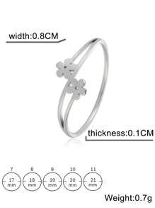 1 chiếc nhẫn trang trí hoa bằng thép không gỉ thời trang cho phụ nữ cho cuộc sống hàng ngày - Bạc - Xem 3